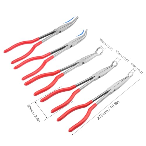 5 PCS Long Reach Hose Grip Pliers, Long Needle Nose Pliers For Steel Wire, Copper Wire, Iron Wire, Car Maintenance, Home Appliance Maintenance, And Electrician Maintenance,by GENHAKON - size: 5 PCS