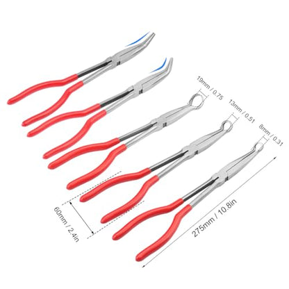 5 PCS Long Reach Hose Grip Pliers, Long Needle Nose Pliers For Steel Wire, Copper Wire, Iron Wire, Car Maintenance, Home Appliance Maintenance, And Electrician Maintenance,by GENHAKON - size: 5 PCS