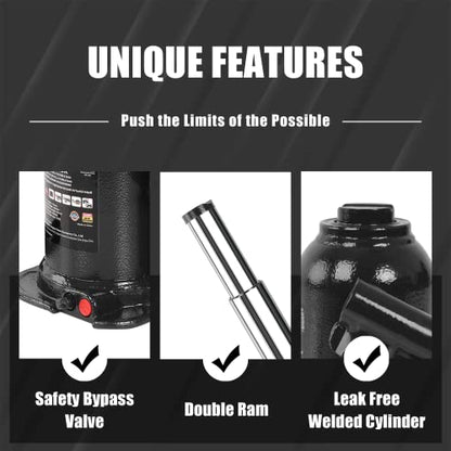 Torin 2 Ton (4,000 LBs) Double Ram Welded Bottle Jack for Car Auto Repair and House Lift, Black, ATH80202XB - size: 2 Ton（4，000 lbs）