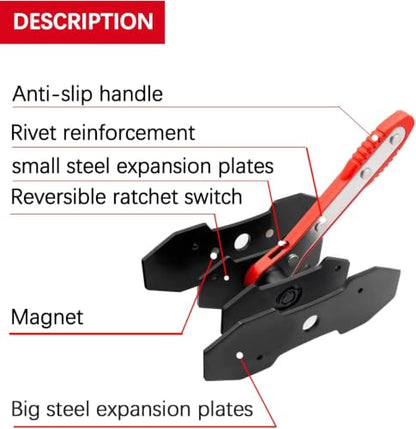 Ratchet Brake Caliper Adjustment Tool,Brake Caliper Press Caliper Piston Spreader Brake Tools,Brake Caliper Piston, Brake Caliper Press Ratchet with 2 Caliper Hooks 2 Steel Plates and Gloves