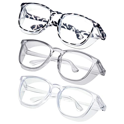 Safety glasses Goggles Nurses Protective Eyewear - Anti Fog Square Frame Stylish Clear Glasses for Women Men - color: A01-gery Clear Douhua
