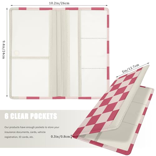 Car Registration and Insurance Holder, with Magnetic Closure for License, Cards and Documents, All Vehicle Needs and Car Accessories (Plaid-Pink) - color: Plaid-Pink