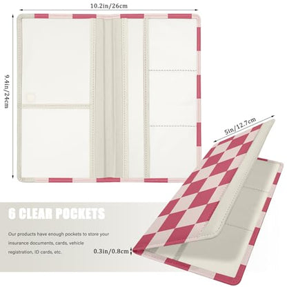 Car Registration and Insurance Holder, with Magnetic Closure for License, Cards and Documents, All Vehicle Needs and Car Accessories (Plaid-Pink) - color: Plaid-Pink