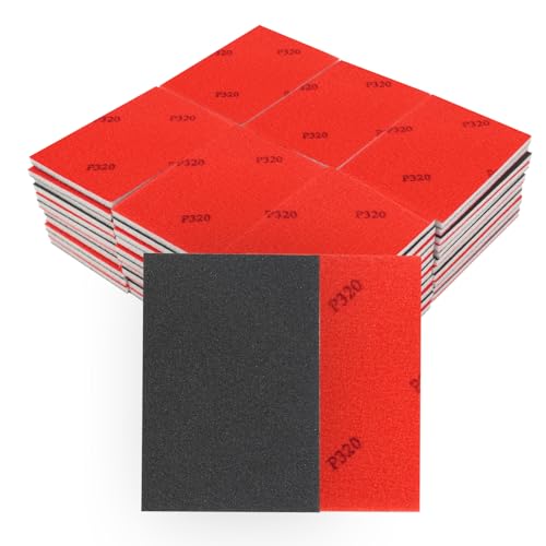 50 PCS Sanding Sponge Assortment, 320 Grit Sandpaper Assortment, Hook & Loop Sanding Block for Wood, Metal, Drywall, Furniture Polishing - Dry Wet Sanding Paper for Smooth Finishing - color: 320 Grit