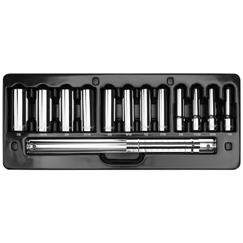 S06301 3/8" Drive Standard SAE Socket Set, 12 Piece, 12 Point Deep - size: 3/8 Inch Drive, style: DEEP