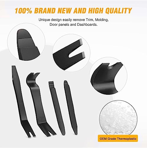 GOOACC 5 PCS Nylon Auto Trim Removal Tool Kit No-Scratch Removal Tool Kit for Car Clip Panel & Audio Dashboard Dismantle Black - color: Black, size: 5Pcs