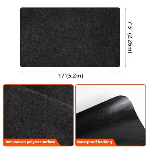 Non-Slip Garage Floor Mat for Under Car, 7'4"x17' Extra Large Absorbent Oil Garage Parking Mat, Waterproof Backing, Reusable, Washable, Protects Floor from Snow, Rain and Mud for Cars - size: 7'4"x17'