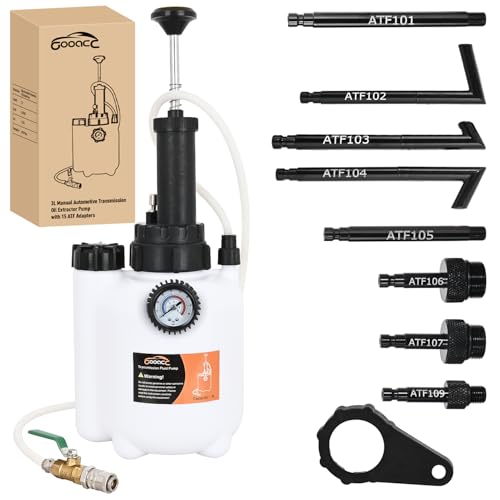 GOOACC Transmission Fluid Pump Kit 3L Automotive Manual Oil Pump Extractor ATF Refill Dispenser Transfer Pump with 8 ATF Filler Adapters Oil Filling Filler Manual System Fluid Extractor Pump Tool Kit - size: 3L