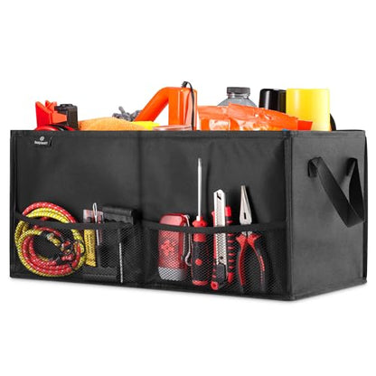 Handy Laundry Fold-Away Car Trunk Organizer – Non-Slip Securing Fasteners – 22 x 10 x 11 Inches – Prevents Shifting and Rolling (Black) (Pack of 2) - size: 22" x 10" x 11" (Pack of 2)