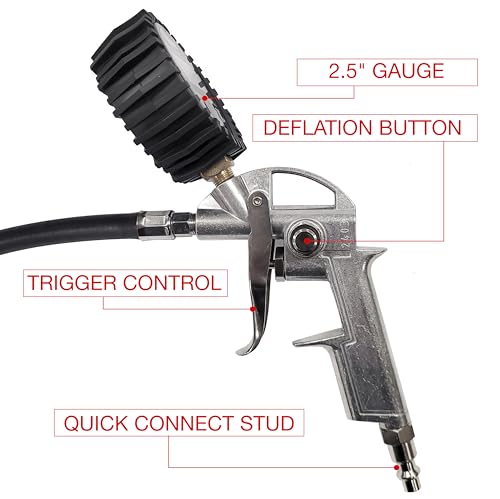 VIAIR 00042 Digital Tire Inflation Gun with 2.5" Gauge and Carry Bag, Black