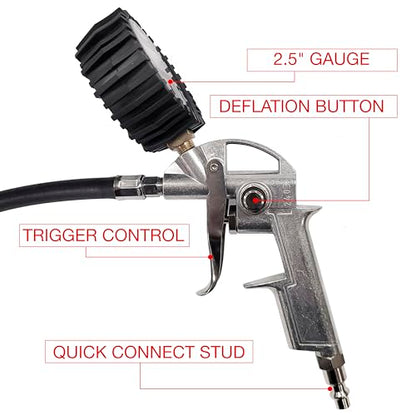 VIAIR 00042 Digital Tire Inflation Gun with 2.5" Gauge and Carry Bag, Black