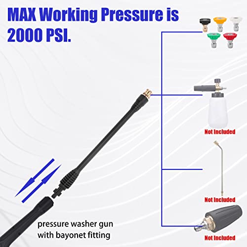 FIXFANS Pressure Washer Wand 16 Inch Compatible with Ryobi, Portland, Husky | Replacement Power Washer Wand with 1/4” Quick Connect, 5 Spray Nozzles, 1 Tips Holder, Black - size: 16 Inch
