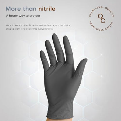 SUPER+ Black Nitrile Gloves HEAVY DUTY 6 Mil Disposable Chemical Resistant Powder & Latex Free Medical Food Safe, 60/600 Ct - color: Small (Black)