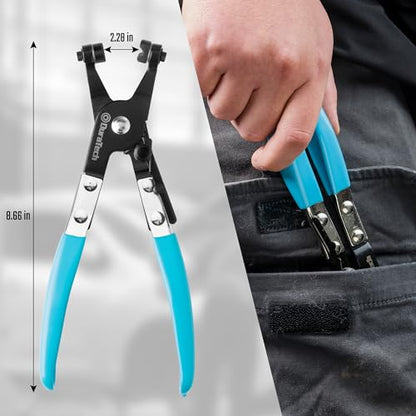 DURATECH Hose Clamp Pliers, Spring Hose Clamp Tool with Swivel Flat Band | Automotive and Radiator Repair Tool for the Removal and Installation of Flat Band and Spring Hose Clamp