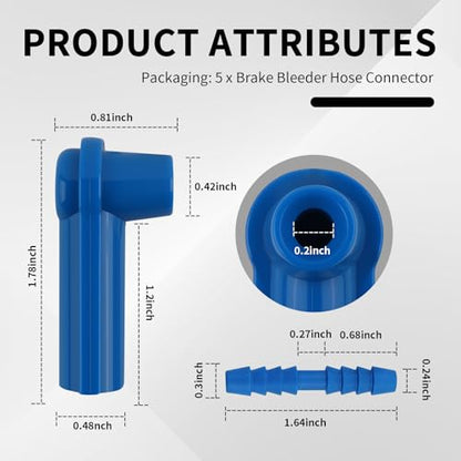 5PCS Brake Bleeder Kit Connector,Brake Fluid Bleeder Kit Bleeding Adapter Joint for Quick Brake Fluid/Air Changes,Brake Bleeder Hose Connector Fit Brake Bleeder Bottle,Vacuum Brake Bleeder (Blue) - color: Blue