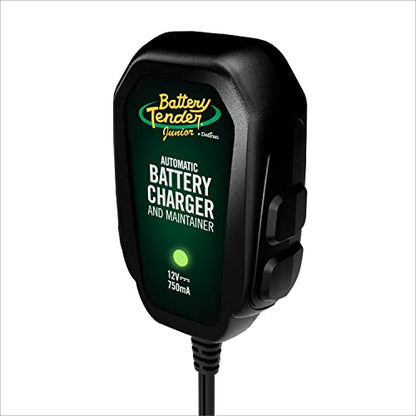 Battery Tender Junior 12V, 750mA Charger and Maintainer: Automatic 12V Powersports for Motorcycle, ATVs, and More - Smarter Than a Trickle Charger - 021-0123