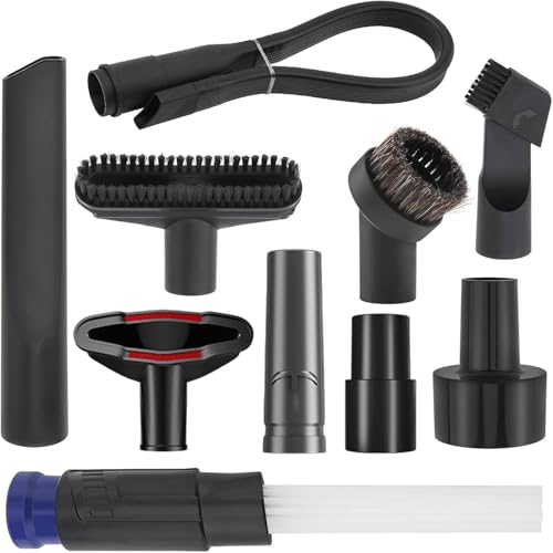 Vacuum Attachment Set 10PC, Household Cleaning Vacuum Cleaner Set Fit for Shop Vac Accessories, 2 1/2" to 1 1/4" Hose Adapter, 1 1/4" Shop Vacuums Brushes for Vac Accessories 1/4 inch 1 3/8 inch