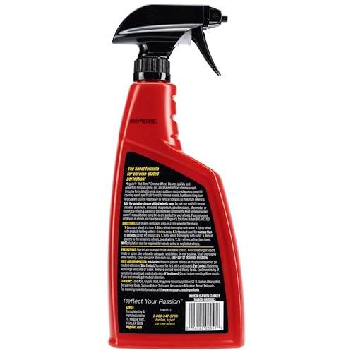 Meguiar's Hot Rims Chrome Wheel Cleaner 6 Pack, 24 oz Spray Bottles (6 x 24 oz = 144 oz Total) Xtreme Cling foaming Gel removes Brake dust and Road Grime from True Chrome Wheels for Mirror-Like Shine - size: 6 Pack