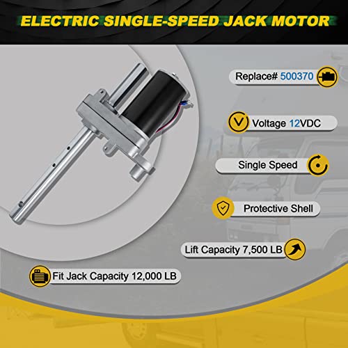 500370 RV Single Speed Drive Motor Compatible with Bulldog Electric Single-Speed Jacks, One Speed Motor for Bulldog Powered Drive Kit 1824200100 1824210100, Replace# BD1046130-00, 1046131, 1046130