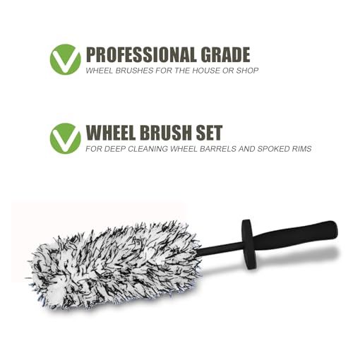 Car Cleaning Rim Brush Wheel Cleaning Brush, Metal Free Soft Synthetic Wool Car Wash Brush, Highly Water Absorption Wheel Brush (Black White) - color: Black White