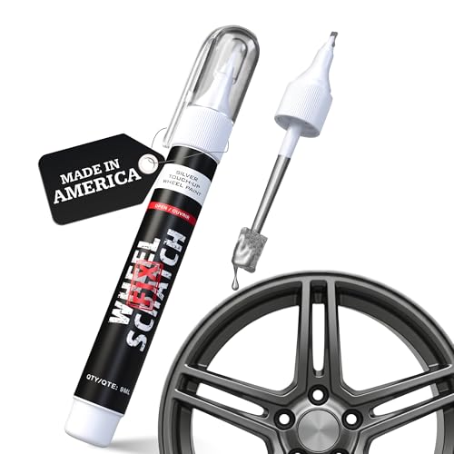Wheel Scratch Fix® Silver Magic Car Scratch Remover Pen - Alloy Wheel Touch Up Paint Pen for Cars, Curb Rash Removal with Fast-Drying & Long-Lasting OEM Finish, Vehicles Rim Repair Paint for Chip (Dark Silver (Pen Only)) - color: Silver - Dark - Touch-Up