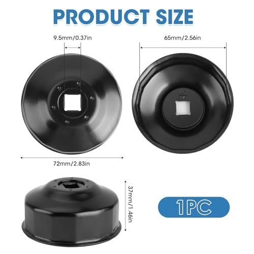 UTV Oil Filter Wrench, ATV Oil Filter Cap Wrench Compatible with Polaris Sportsman, Ranger, RZR Models, 65mm 14 Flute 3/8" Socket