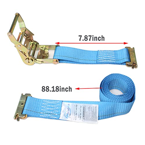 ANLULOAD Wheel Chock Tie Down Kit,2Straps & 4Chocks,Bs:4,400Lb,L:2in*8Ft. | E Track Tie Down System for Atv,Utv,Lawn Mower.