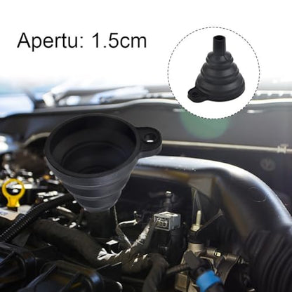Flexible Automotive Funnel Set for Oil Change - Bendable Silicone Spout for Gas Diesel Coolant Transfer - No Spill Design 7.5cm