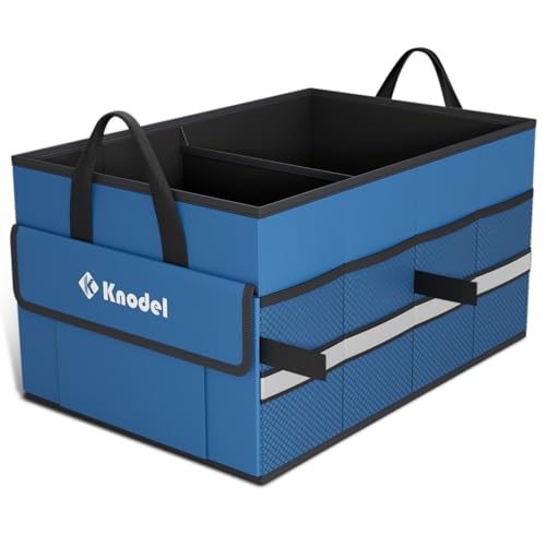 K KNODEL Trunk Organizer for Car, SUV, Truck and Sedan (Small, Blue) | Collapsible Car Storage Organizer, Car Organizers and Storage for Sedan, Cargo Organizer, Car Bin, Basket,Bag, Organization - color: Blue, size: Small-No Lid
