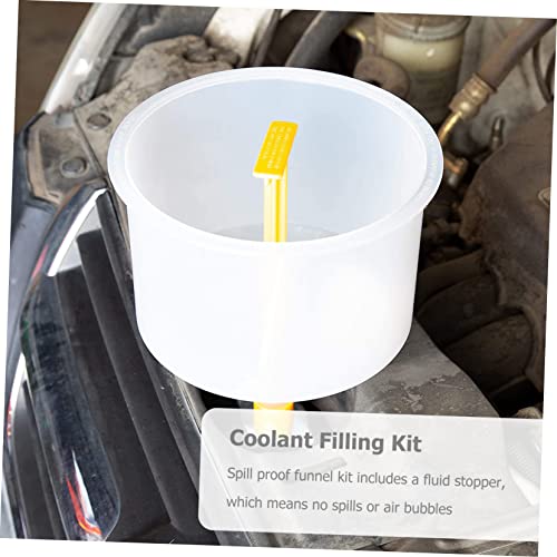 Spill Coolant Filling Funnel Kit Radiator Tool with Long Burp Design Prevents Spills Trapped Air During Fluid Refills Convenient for Automotive Maintenance