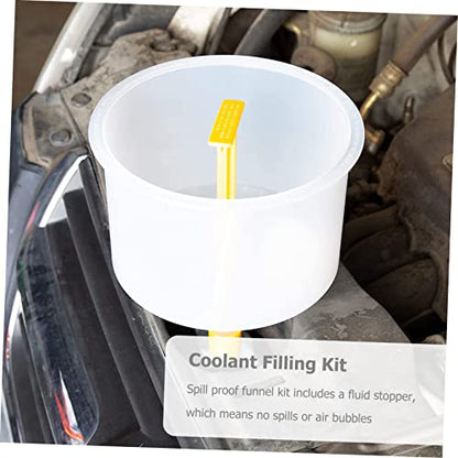 Spill Coolant Filling Funnel Kit Radiator Tool with Long Burp Design Prevents Spills Trapped Air During Fluid Refills Convenient for Automotive Maintenance