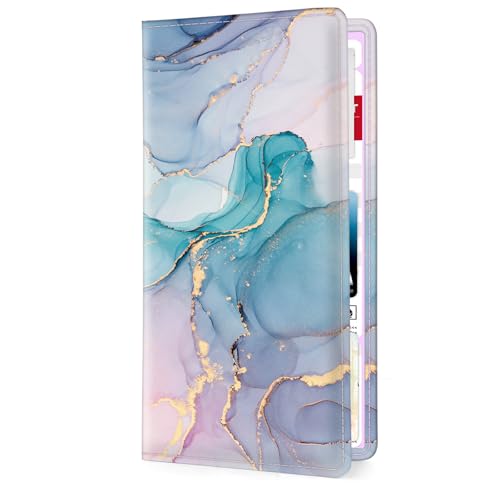 Car Registration and Insurance Holder，Colour Patterns Men Women Car License Document Registration and Insurance Card Holder - color: Blue Pink Marble