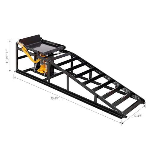 2 Pack Hydraulic Car Ramps with Pedal Auto Car Truck Service Ramps Lifts Low Profile Car Lift Service Ramps Truck Trailer Garage,Height Hydraulic Vehicle Ramps 5 T 10000 LBS (Black) - color: Black