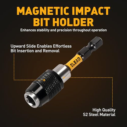 6-Piece Phillips Bit #2 Impact, 2 Inch Magnetic Phillips Head Drill & Screwdriver Bit with Magnetic Bit Holder, S2 Steel, 1/4" Hex Shank, PH2 for Impact Driver, Professional & DIY Use - style: 6-Piece