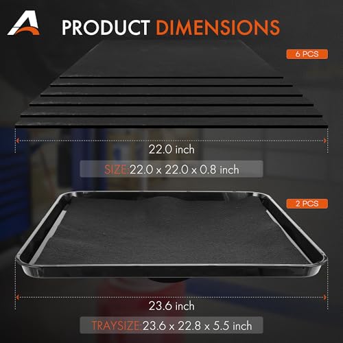 17892 2Pcs Transmission Drain Pan with 6Pcs 22'' Oil Drain Splash Pad, Universal Fluid Drain Funnel Compatible with 87031, 87032 Large Capacity for Oil, Coolant & Transmission Fluid Changes - size: 2PCS