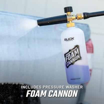 Slick Products Wash & Wax (64 oz.) + Pressure Washer Foam Cannon Bundle – Super Concentrated Car Wash Foam Shampoo for Car, Truck, RV, Motorcycle, Trailer, and Boat - color: Wax & Wash
