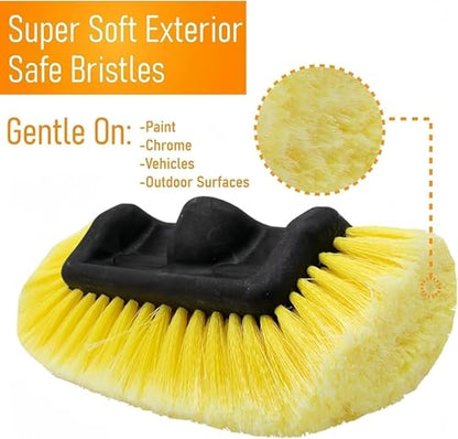 62" Car Wash Brush with Long Handle Soft Bristle Car Cleaning Brush for Washing Exterior Car Washing Brush with Water Hose Attachment for Truck, RV, SUV, Boat Cleaning
