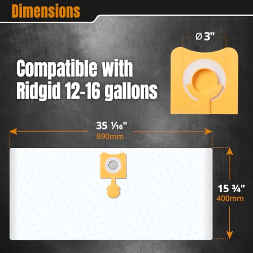 POWERTEC 23743 VF3502 + VF3702 Size A Shop Vac Bags Set for Ridgid 4 Pack for Wet + Dry Pickup, 12-16 Gal. Water Resistant & Dry Debris Dust Bags Set (2 of each) for Ridgid HD1200, HD1400 Wet Dry Vac - size: VF3502 (Size A), style: Wet & Dry Use Set (4PK)