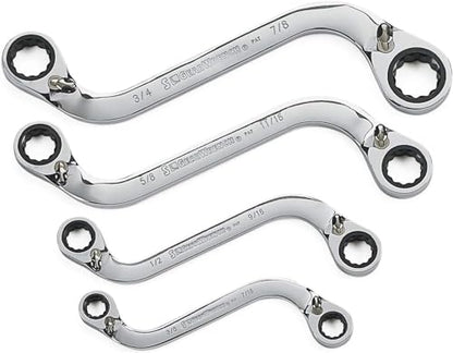 GEARWRENCH 4 Pc. 12 Pt. Reversible S-Shape Double Box Ratcheting Wrench Set, SAE - 85399 - style: 4-piece kit