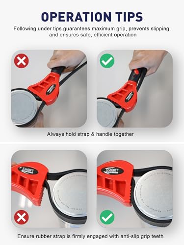 SMART JERRY 2-Pack Rubber Strap Wrenches, Adjustable Oil Filter Wrench | Rubber Wrench, Belt Wrench, Shower Head Wrench, PVC Pipe Wrench, Water Filter Wrench, Plumbers Wrench, Strap Wrench Plumbing