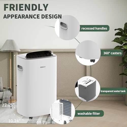 Shinco 86 Pints Dehumidifier for Home and Basements, 5000 Sq.Ft Dehumidifiers with Drain Hose, Auto or Manual Drainage, Auto Defrost, Quietly Remove Moisture, Intelligent Humidity Control, 24HR Timer - color: 5,000 Sq.Ft with Drain Pipe
