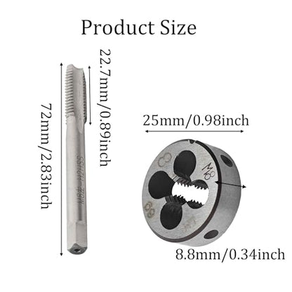 M8 x 1.25 Left Hand Metric Tap and Die Set, High Speed Steel Threading Kit for Reverse Thread Repair and Machining - size: M8 x 1.25