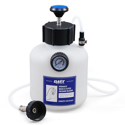 Orion Motor Tech Brake Bleeder Kit, One Person 2.5L Brake Fluid Extractor Compatible with Ford VW BMW More, Brake Pressure Bleeder with 2.6qt Bottle Vacuum Gauge Hose Cap Wrench & European Adapter - size: 42mm Adapter