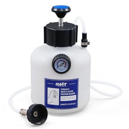 OMT 2.5L One-Person Pressure Brake Bleeder Kit Extractor with 42mm Adapter | Compatible with 42mm European Vehicles, Polyethylene Tank with Built-in Pressure Gauge, Long Hose for One-Man Servicing - size: 42mm Adapter