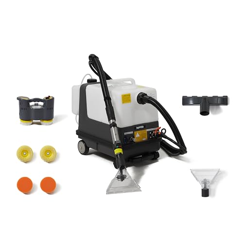 Dapper Commercial Carpet and Upholstery Extractor Cleaning Machine with Steam, Spray-Vacuum, & Mite Remover. 2.5 Gal Tank — Designed for Deep Cleaning. Dual Separate Circuit Power Cords - size: 2.5 Gal