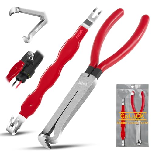 2 Pcs Electrical Disconnect Pliers and Cars Terminal Pin Removal Tool Kit, 37960/13120 for Automotive Electric Wire Plug Separator Electrical Plug Removal Tool Connector Pliers Terminal Disconnect - color: Red, size: Straight 2Pcs