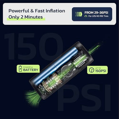 Woowind Tire Inflator & Power Bank 2 in 1 Portable Air Compressor, Electric Bike Pump with Digital Pressure Gauge, Air Pump for Car Tires, Bicycle, Motorcycle, Scooter, Balls (AP2-P)