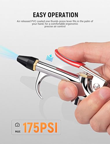 JASTIND 4Pcs Air Blow Gun Kit, 2-Way Connection Air Nozzle Blow Gun with Rubber Tip & 1/4IN Standard Quick Plug, Air Compressor Accessories Blower Gun for Dust Cleaning