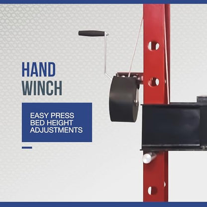 Strongway 50-Ton Pneumatic Shop Press with Gauge and Winch | Controlled pressing, automotive repair, bearing service, straightening/fabrication, heavy shop use - style: 50 ton