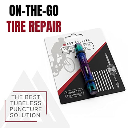 KOM Cycling Tubeless Tire Repair Kit for Bikes 8 Colors! Fixes Mountain Bike and Road Bicycle Tire Punctures - color: Purple